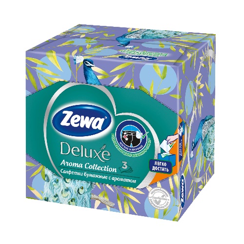ZEWA Deluxe салфетки в коробке 3-сл Арома коллекция 60 шт (18)