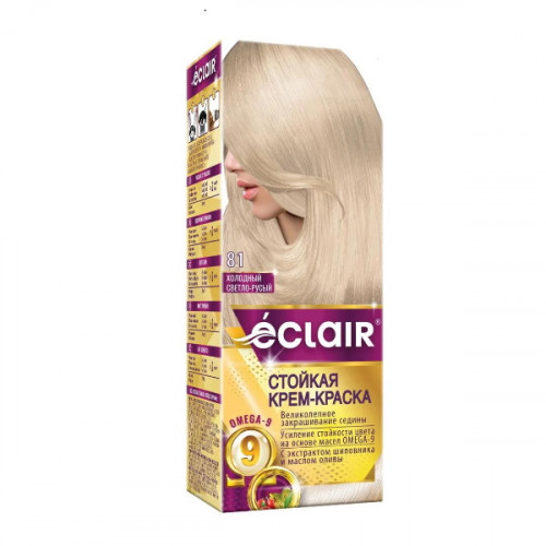 ECLAIR Omega 9 Крем-краска для волос Холодный светло-русый 8.1