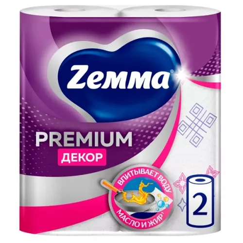 ZEMMA Premium Декор Полотенца бумажные 2-сл 2 рул (10) ZEMMA Premium Декор Полотенца бумажные 2-сл 2 рул (10)